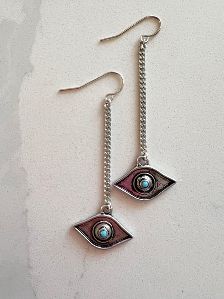 Silver Spirit Eye Earrings