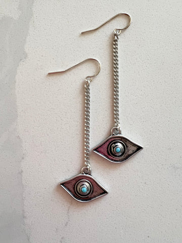 Silver Spirit Eye Earrings